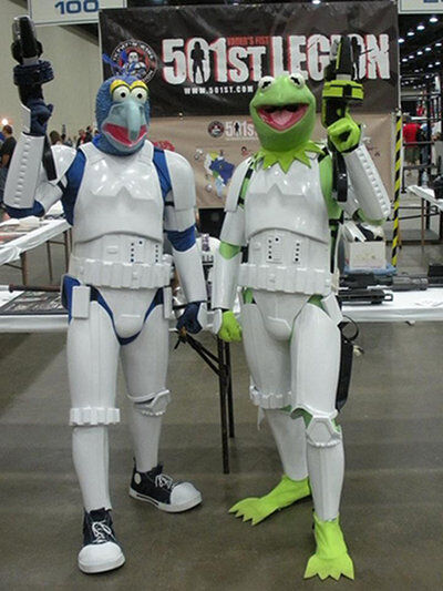 costume di carnevale guerre stellari maschera stormtrooper cosplay star wars starwars gonzo e kermit muppets